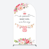 Aperturee - Aperturee Elegant Floral Baby Shower Arch Backdrop For Girls